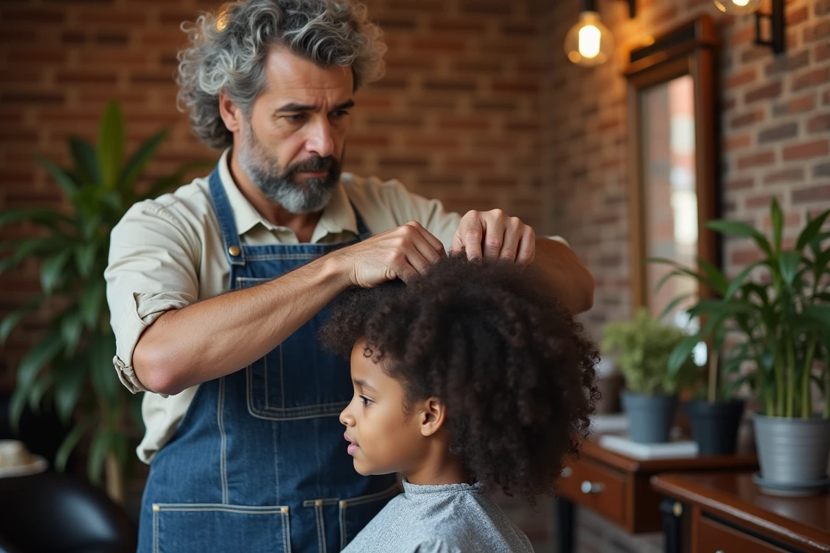 Coiffeur homme coiffant un afro dans un salon toulousain