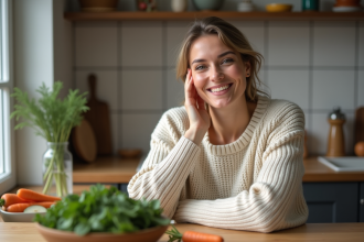 Femme souriante avec peau éclatante et naturel