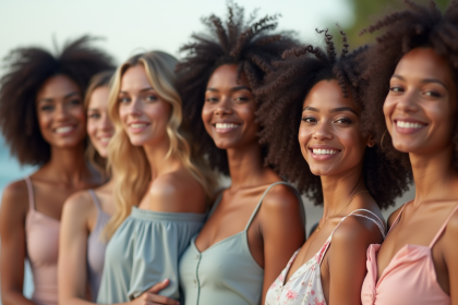 Groupe divers de personnes souriantes en plein air