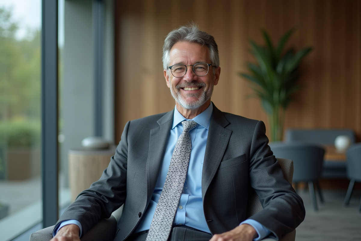 Homme en costume dans un bureau moderne
