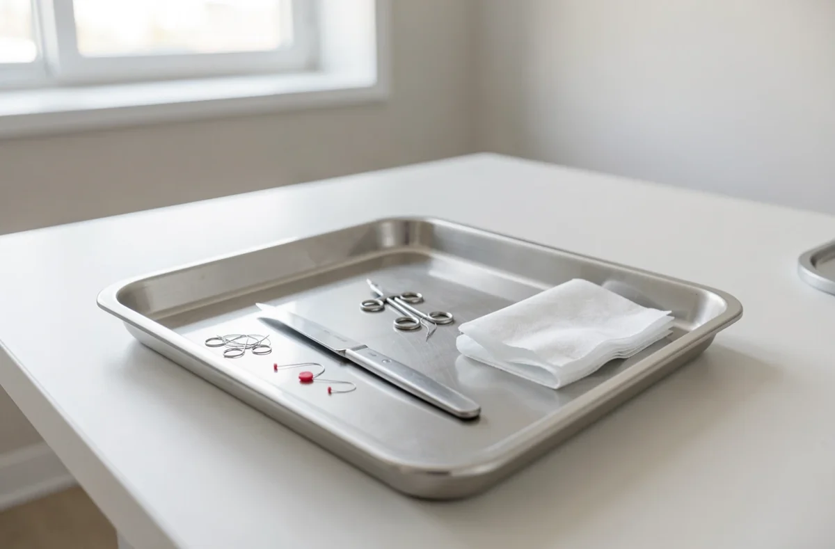 Instruments stériles pour le retrait d'un grain de beauté en cabinet