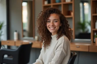 Jeune femme souriante dans un salon de Toulouse
