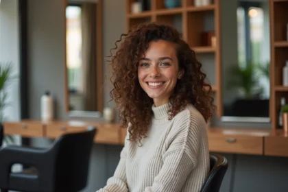 Jeune femme souriante dans un salon de Toulouse